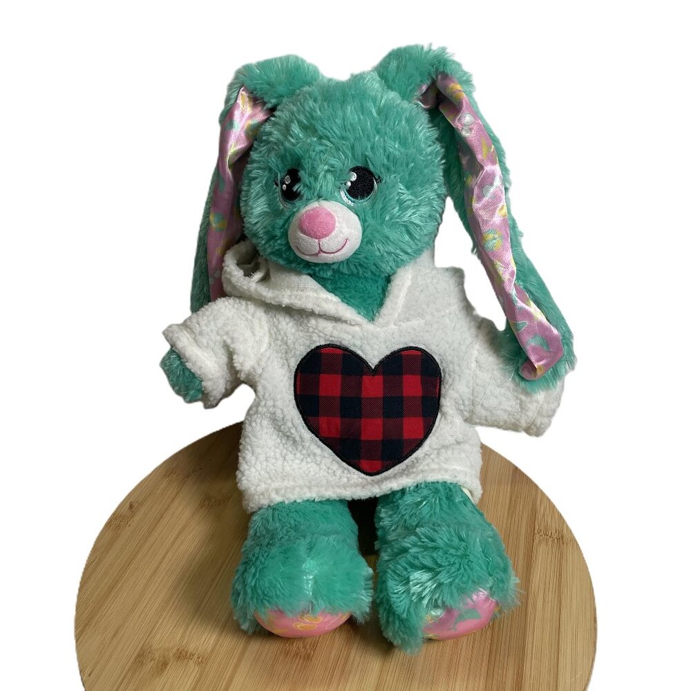 Build A Bear BEACH BUNNY Summer Ocean Vibes Teal Plush Stuffed Animal Pink Ears